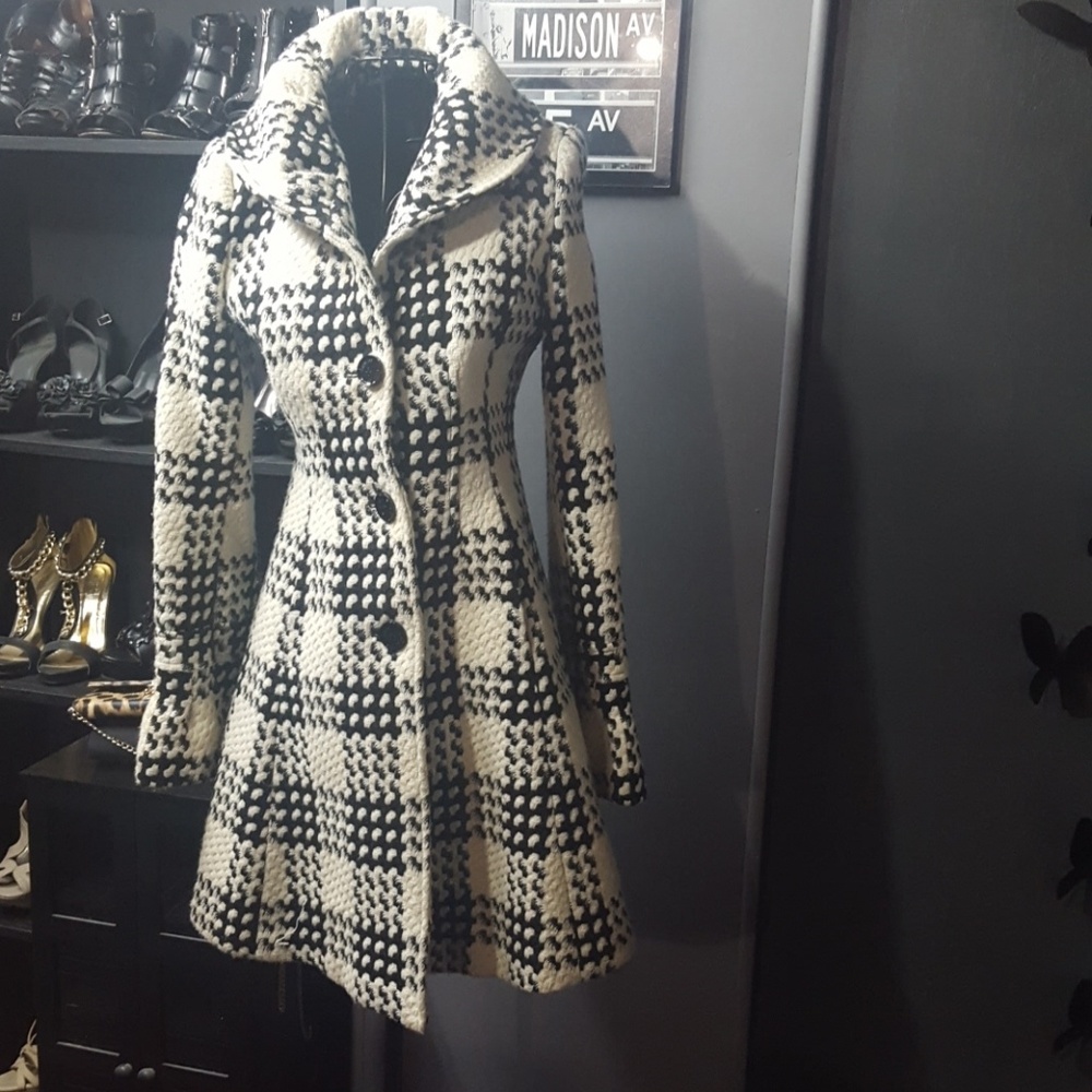 Express black and white winter coat