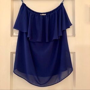 SIS SIS Semi Sheer Strapless Ruffle Top, Sz Small