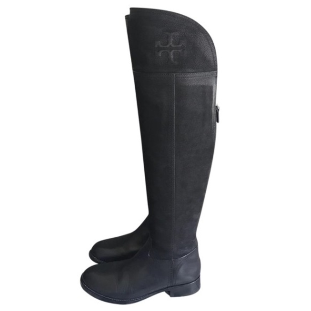 Tory Burch Simone Over the Knee Black Leather Boot