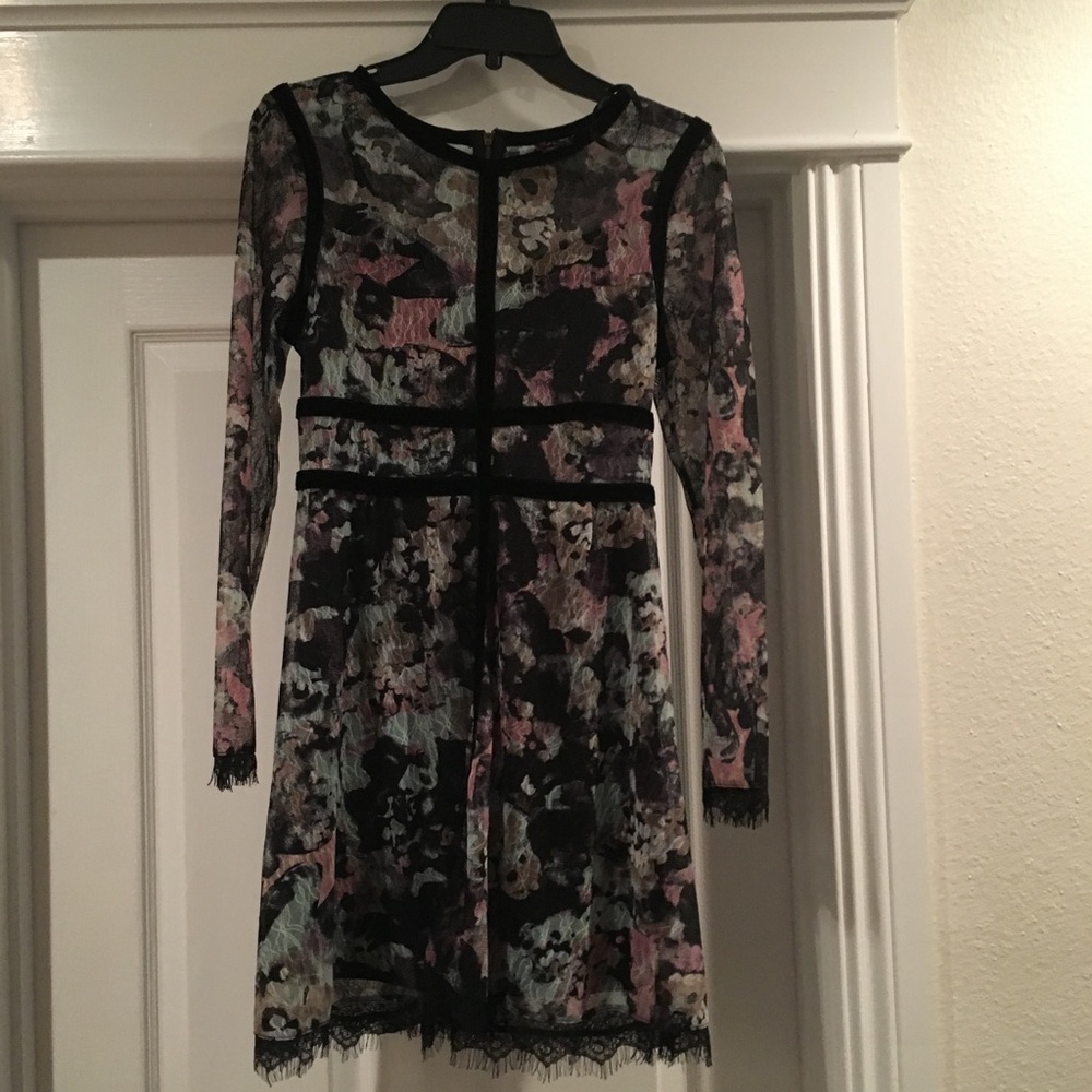 Long sleeve semi-sheer dress