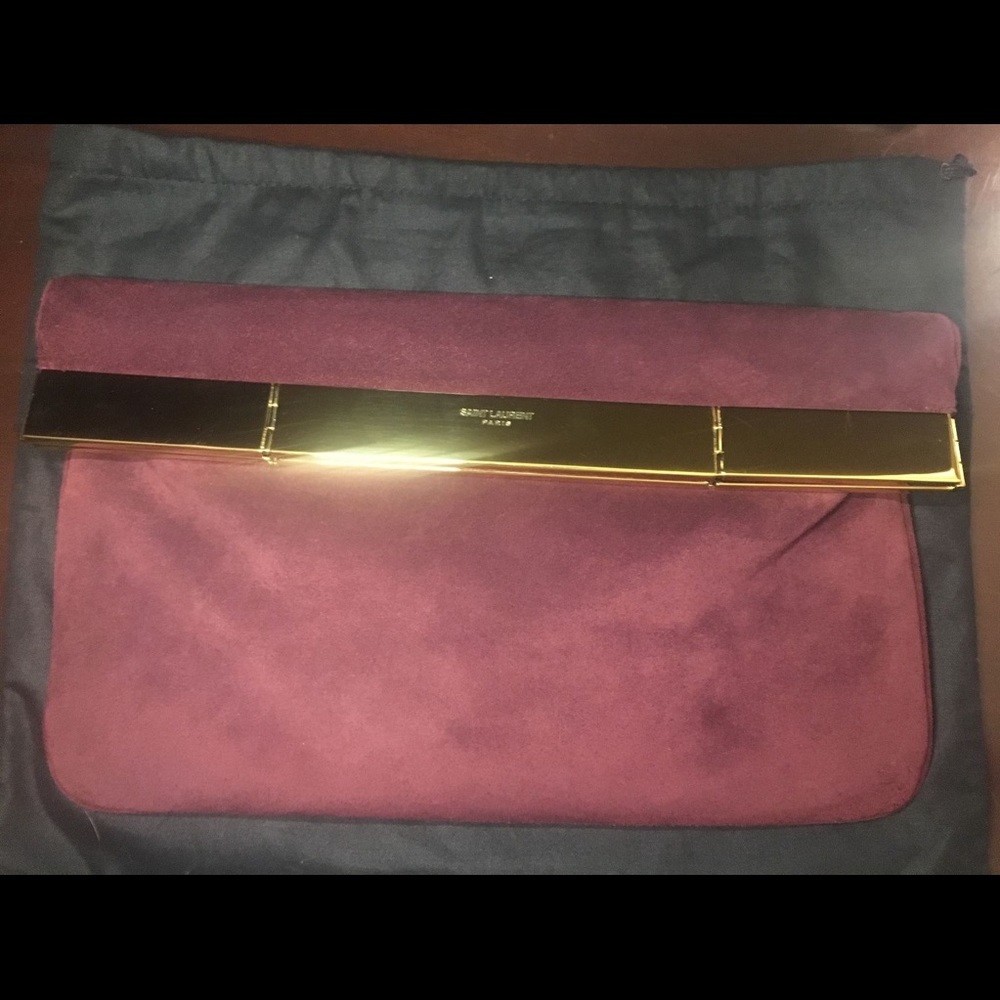 Saint Laurent Burgundy/Gold “Courtney” Evening Bag