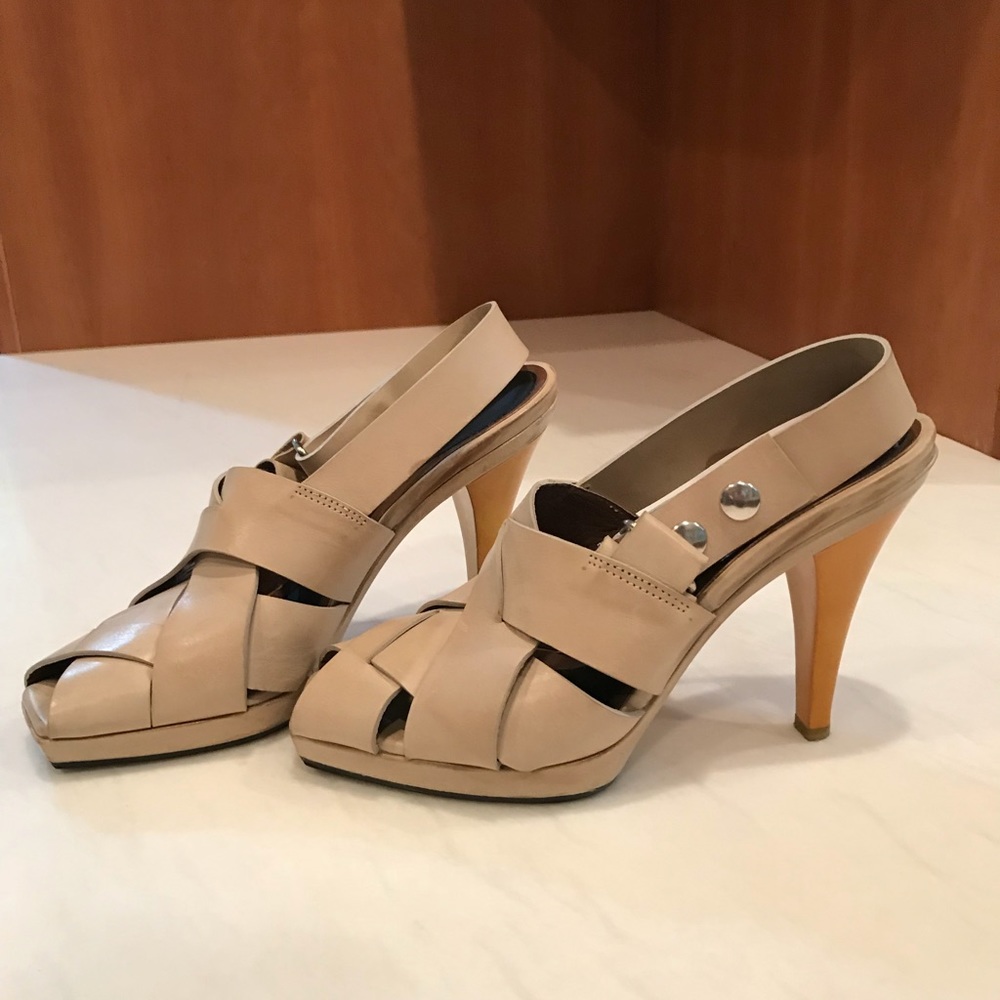 MARNI Beige and Yellow Leather Heels Size 8