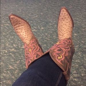 Justin Ostrich Cowboy Boots Size 6B