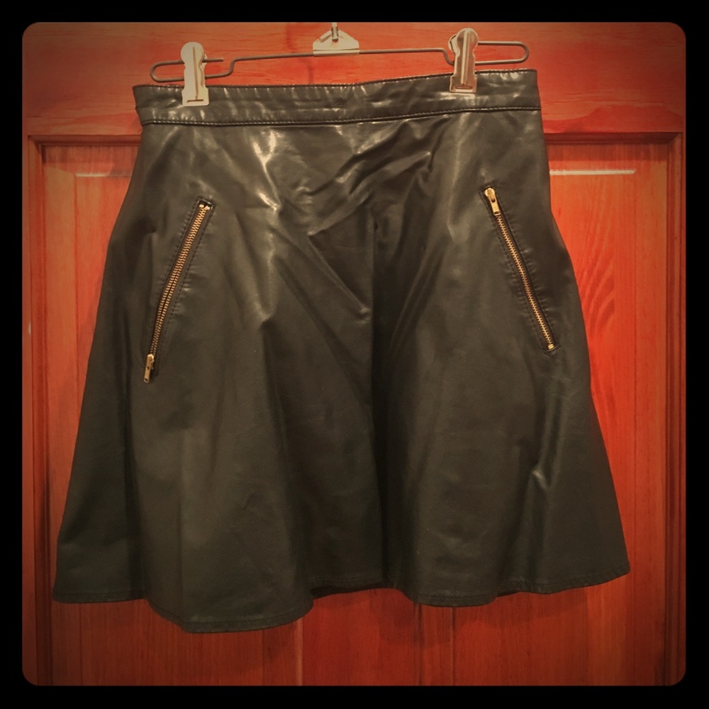 Black leather miniskirt