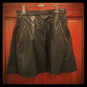 Black leather miniskirt