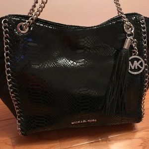 Michael Kors Chelsea Black Python Chain Tote