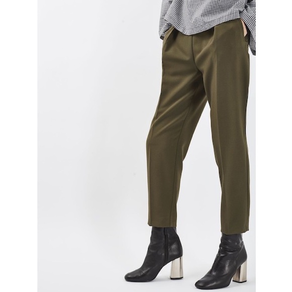 Topshop Pants - topshop // slim pleated trousers