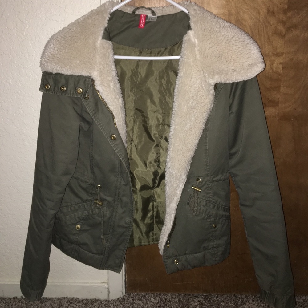 Olive Green Sherpa Coat