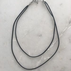 Layered black rope Chocker necklace