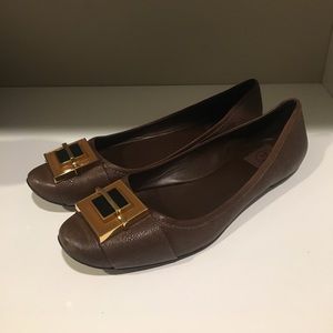Tory Burch Olive ballerina with geometric buckle