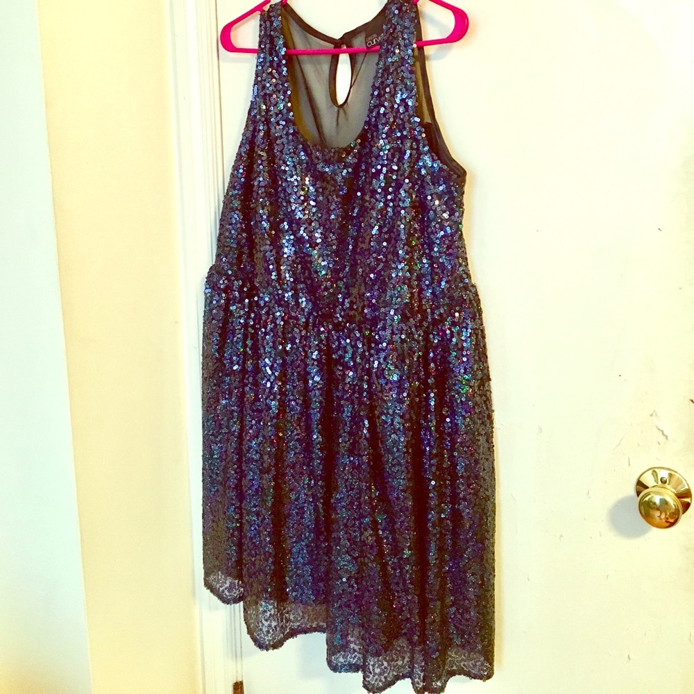 Blue Holographic Sequined Mermaid Dress