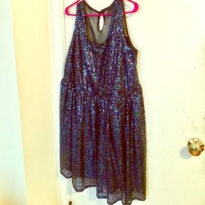 Blue Holographic Sequined Mermaid Dress