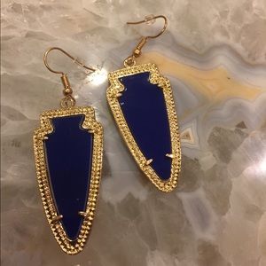 Navy blue with gold arrowhead earrrings