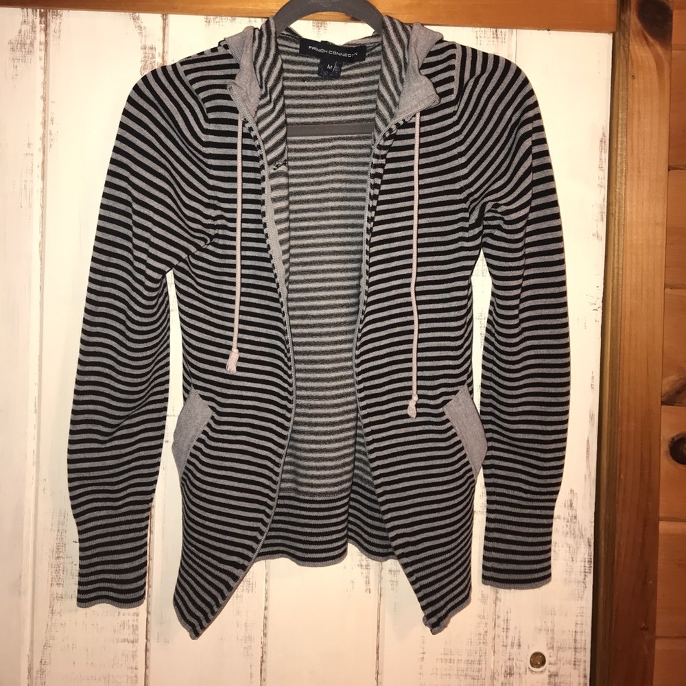 Striped French Connection hooded sweater