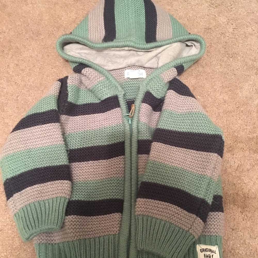 Pumpkin Patch zip up sweater. 12-18M