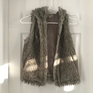 Faux fur hooded vest