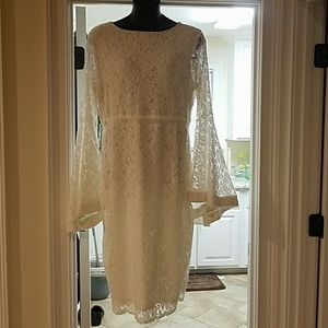 Plus size white bell sleeve dress