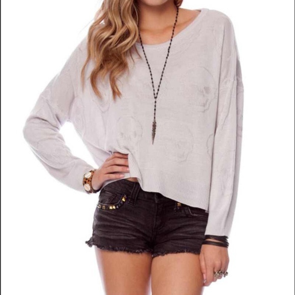 sheer skull long sleeve shirt