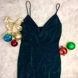 Unique Green Sparkly Holiday Mini Dress  ✨