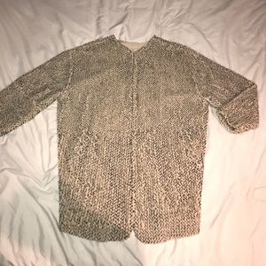 H&M cream furry jacket with unique sequin detail