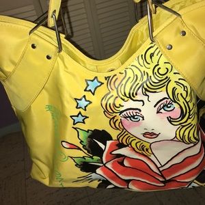 Ed Hardy yellow tote bag