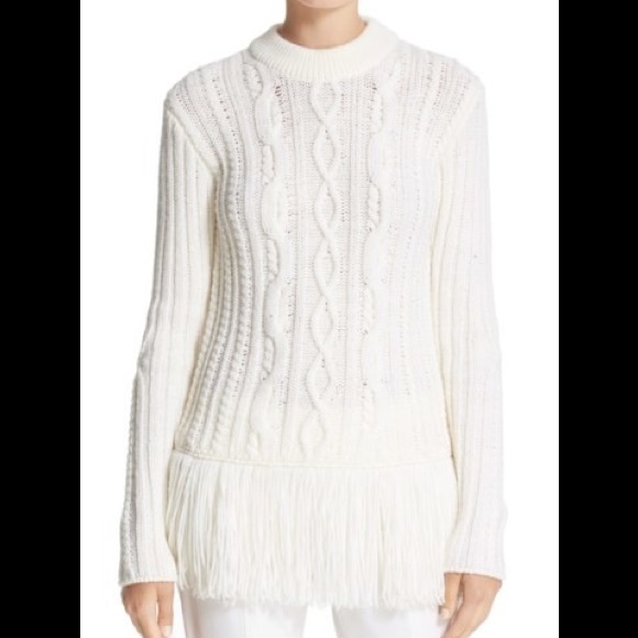 Tory Burch Sweaters - Tory Burch 'Valero' Fringe Hem Cable Knit Sweater