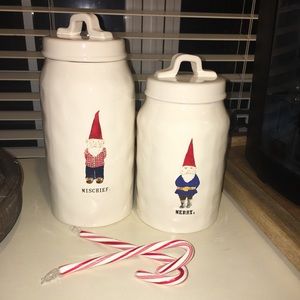 Rae Dunn Mischief and Merry Gnome Canister Set