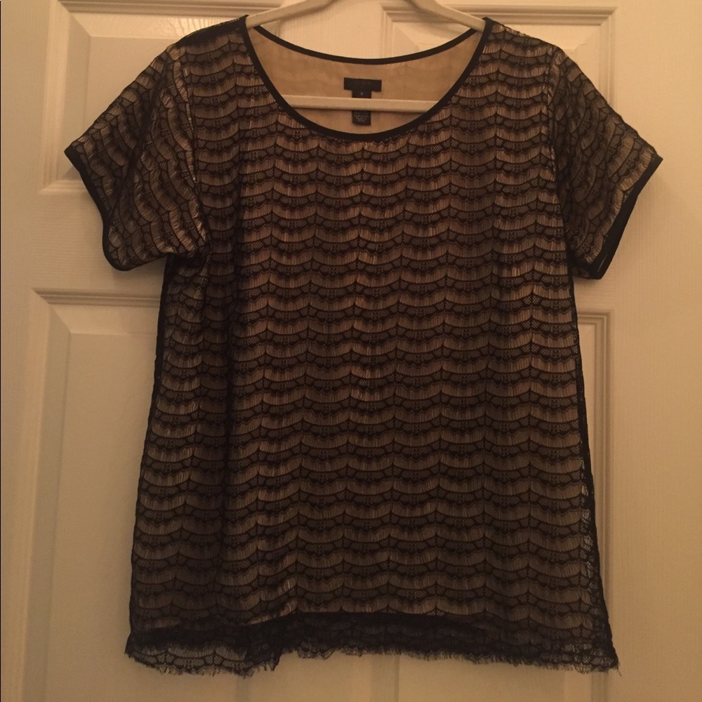 Jcrew Lace Overlay Blouse