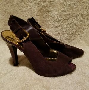 BCBG Plum Suede Sling Back Pump
