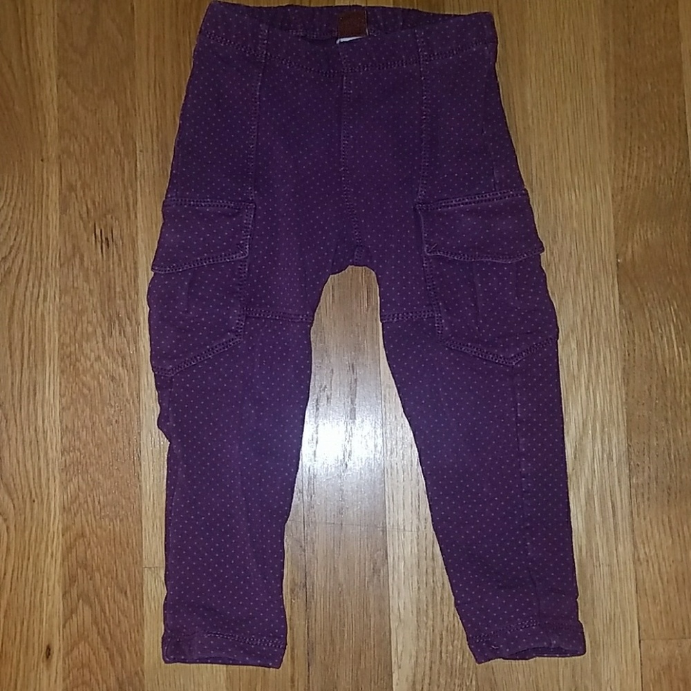 Girls Tea Cargo Pants, purple polka dot, Sz 3