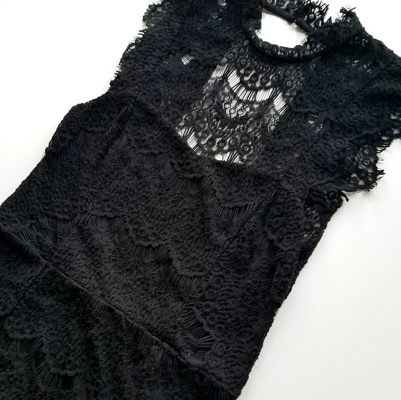 new Free People Backless Little Black Dress w Lace - Picture 7 of 8