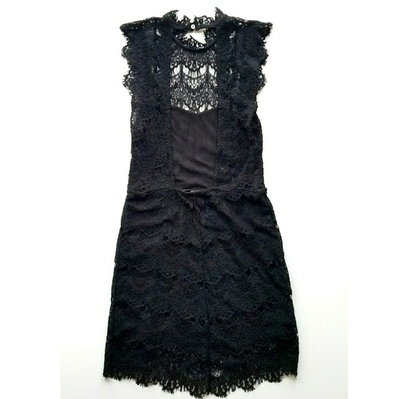 new Free People Backless Little Black Dress w Lace - Picture 6 of 8