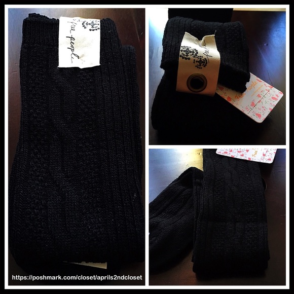 FREE PEOPLE BLACK KNEE HIGH TALL BOOT SOCKS - Picture 3 of 5