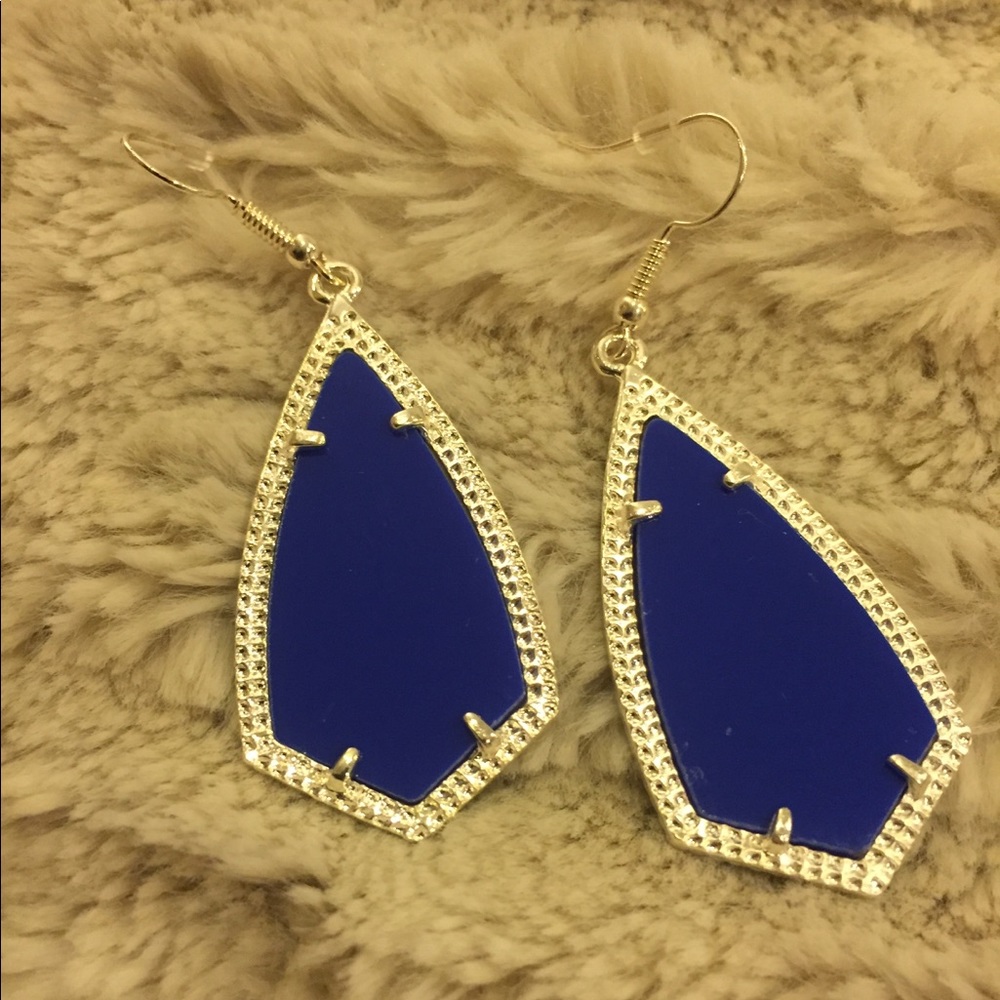 Royal blue with silver earrings