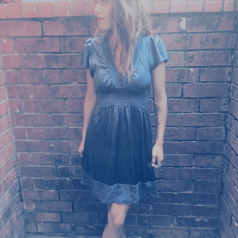 BCBG Max Azria Silk Navy Dress siz Xs