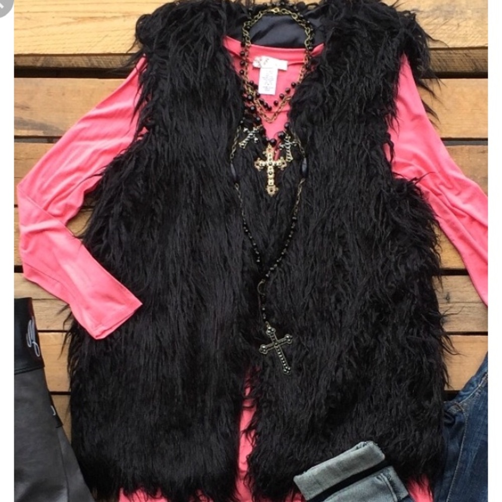 Black Furry Vest