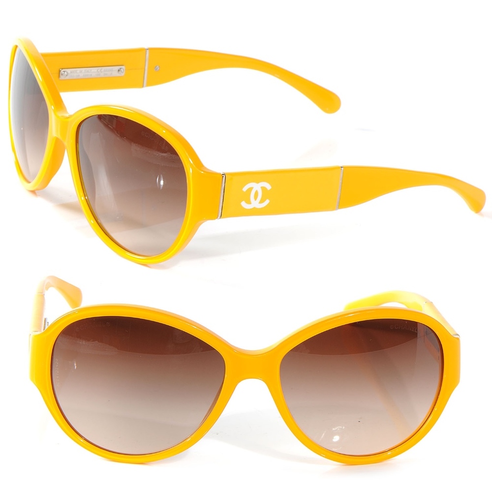 Chanel 1350 Yellow Sunglasses White CC 58MM