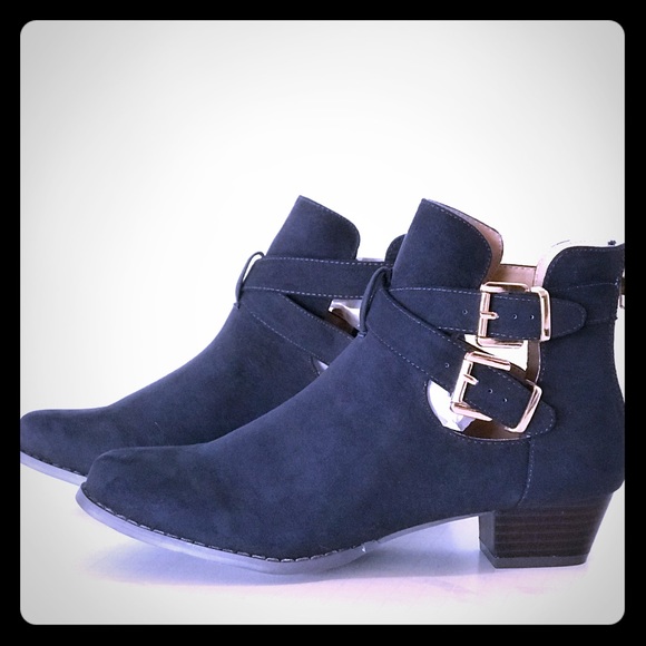 Olive Street Shoes - NIB Navy And Gold Buckle Bootie