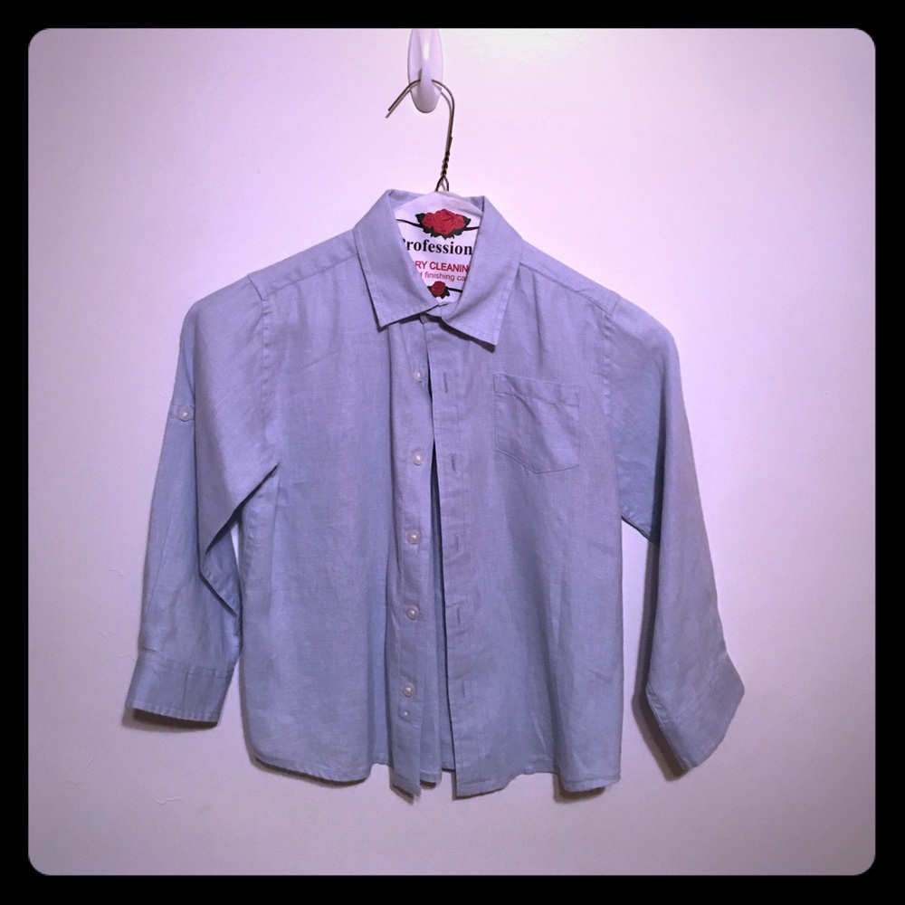 Janie and Jack Roll-cuff Linen boys dress shirt