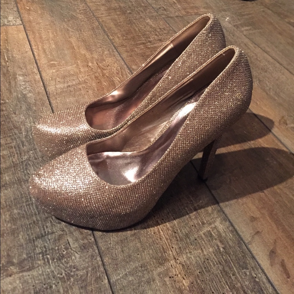 Charlotte Russe Sparkly Gold Heels