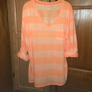 Lane Bryant Orange Stripe Top