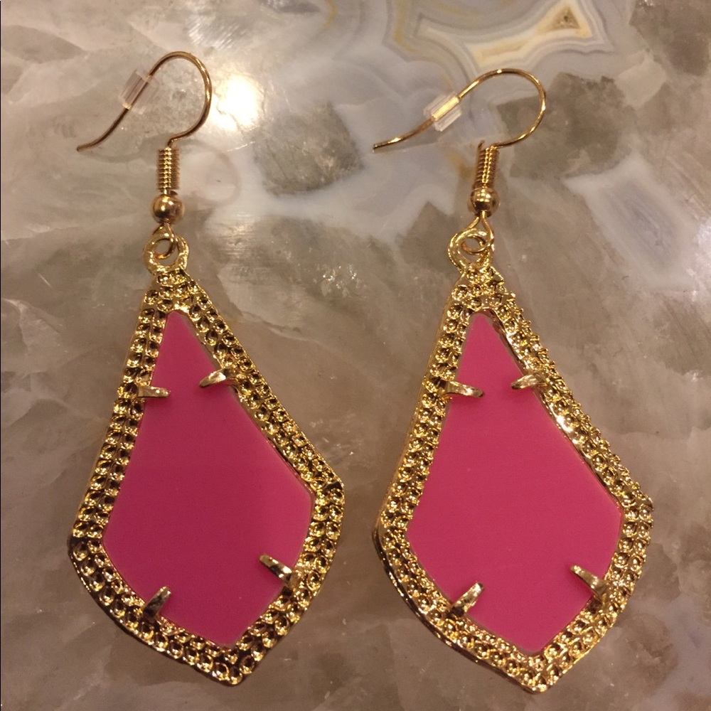 Pink and gold small kite earrings