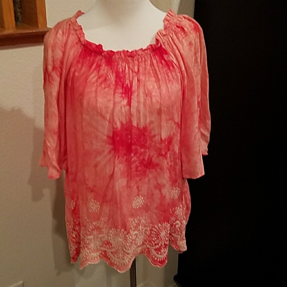 Orange Sherbert Peasant Top