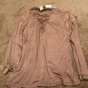 Lace front long sleeve top