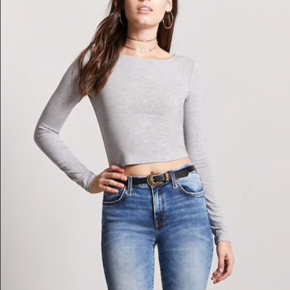 forever 21 grey crop top