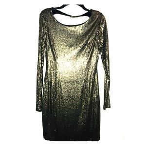 SOLD!Guess long sleeve copper sequence party dress