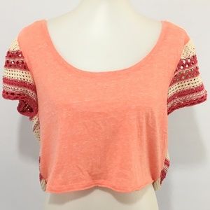 Free People Crochet Back Crop Top Size Large