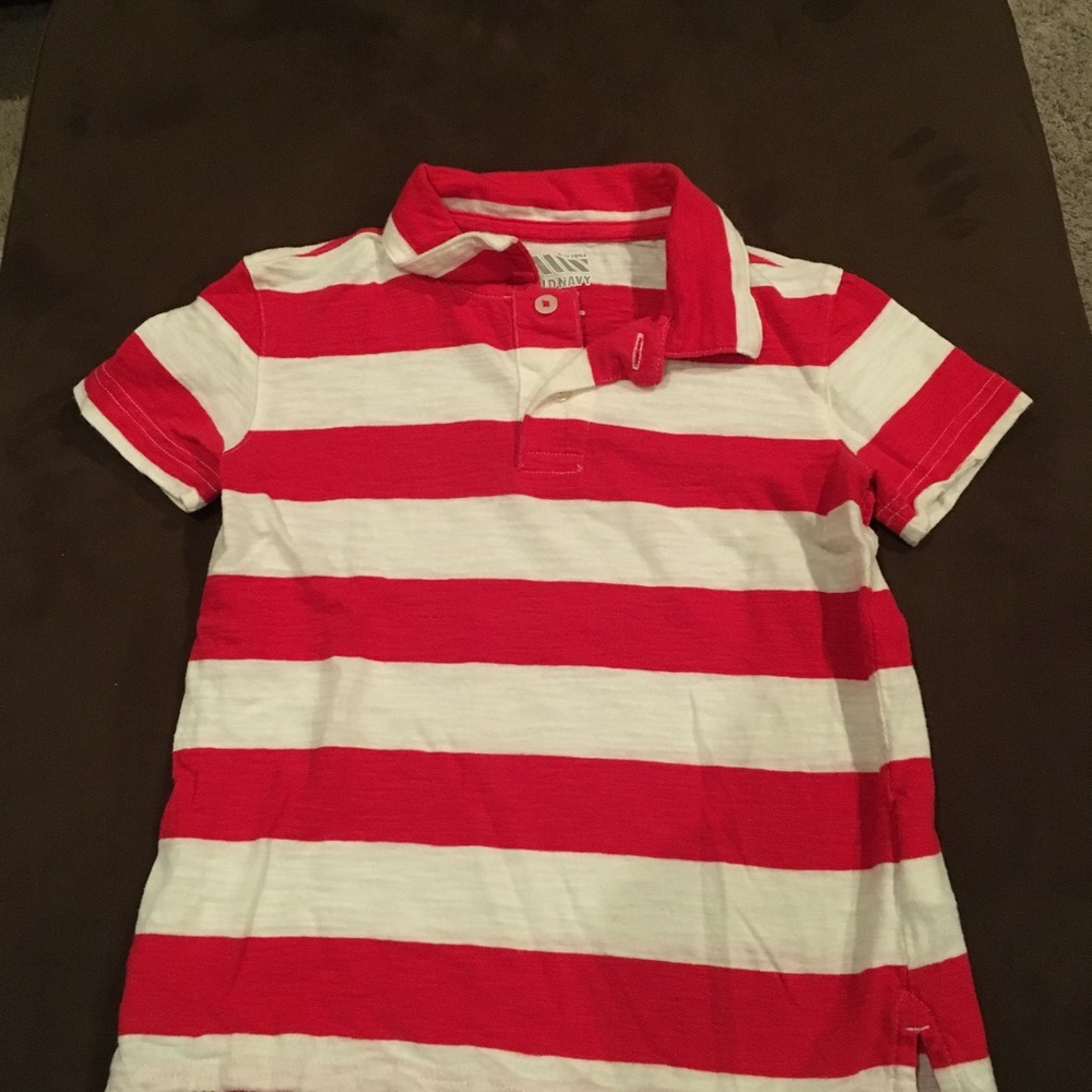 Old Navy boys red and white striped polo