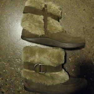 Earth Leather and Faux fur boots