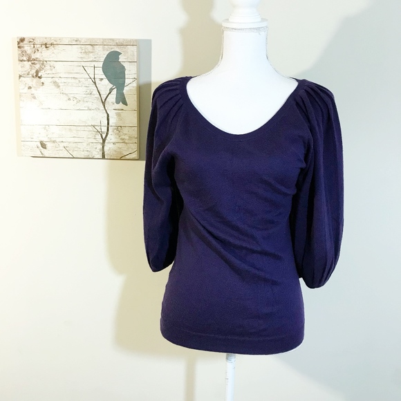 LOFT Sweaters - Ann Taylor LOFT Purple Wool Lantern Sweater